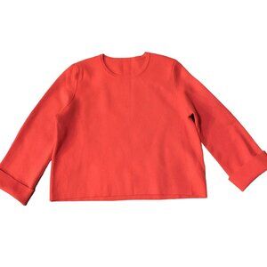 Maje Pointelle Wool Blend 3/4 Sleeve Red 3/4 Sleeve Size Small Preppy Minimalist